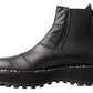 Dolce & Gabbana Black Leather Slip on Stretch Boots