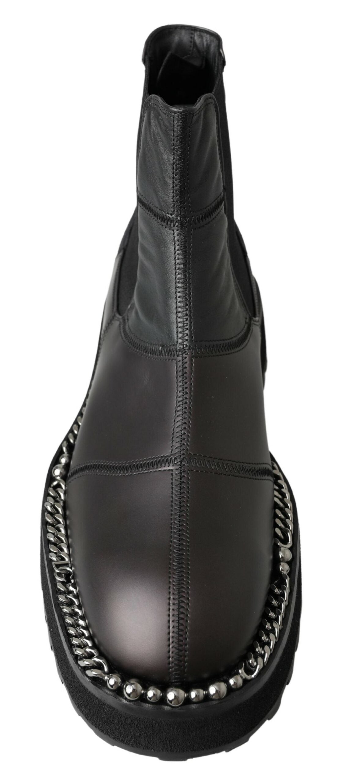 Dolce & Gabbana Black Leather Slip on Stretch Boots