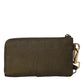 Dolce & Gabbana Dark Green Nylon Logo Plaque Keyring Pouch Clutch Bag