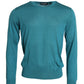 Dolce & Gabbana Blue Silk Crew Neck Pullover Sweater