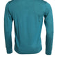 Dolce & Gabbana Blue Silk Crew Neck Pullover Sweater