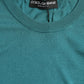 Dolce & Gabbana Blue Silk Crew Neck Pullover Sweater