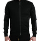 Dolce & Gabbana Black Cotton Full Zip Long Sleeves Sweater