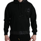 Dolce & Gabbana Black Cotton Hooded Logo Pullover Sweater