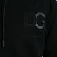 Dolce & Gabbana Black Cotton Hooded Logo Pullover Sweater