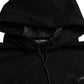 Dolce & Gabbana Black Cotton Hooded Logo Pullover Sweater