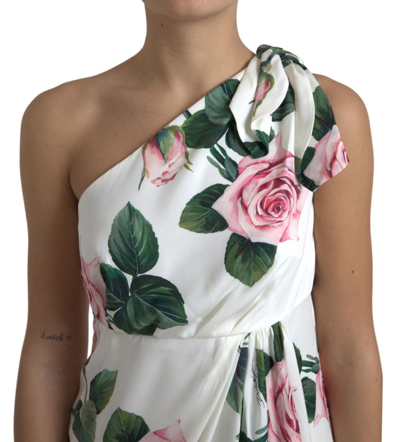 Dolce & Gabbana Elegant One-Shoulder Floral Midi Dress