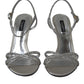 Dolce & Gabbana Silver Crystal Ankle Strap Sandals Shoes