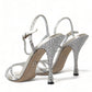 Dolce & Gabbana Silver Crystal Ankle Strap Sandals Shoes