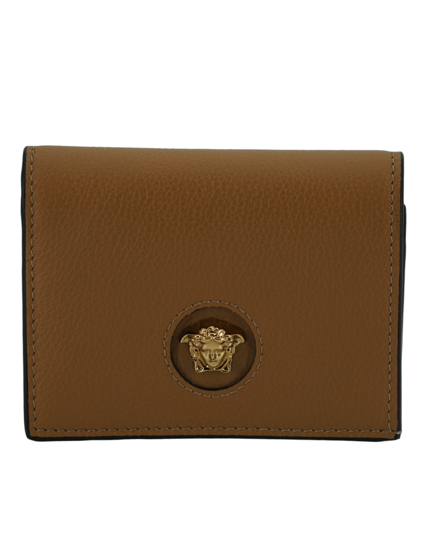 Versace Brown Calf Leather Compact Wallet