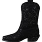 Dolce & Gabbana Black Lace Taormina Ankle Cowboy Crystal Shoes