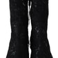 Dolce & Gabbana Black Lace Taormina Ankle Cowboy Crystal Shoes