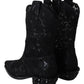 Dolce & Gabbana Black Lace Taormina Ankle Cowboy Crystal Shoes