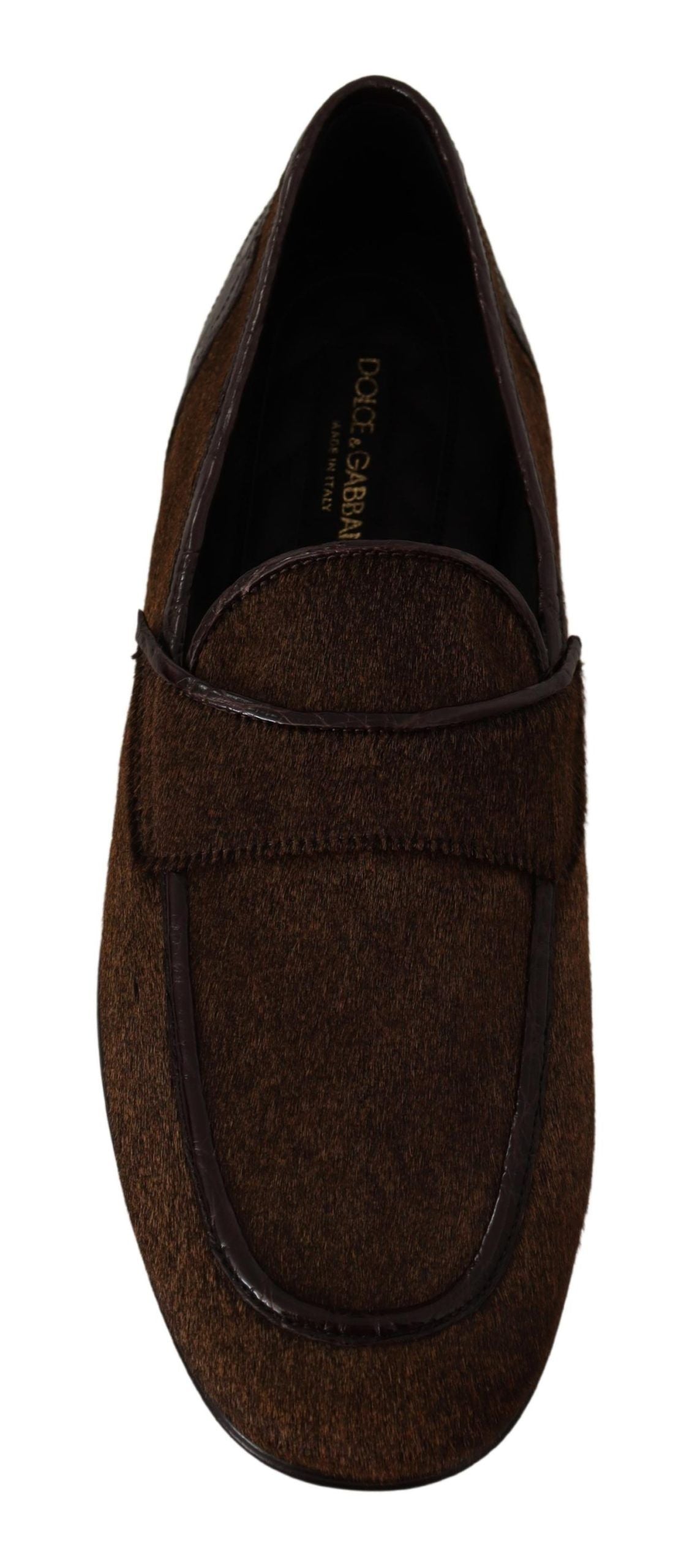 Dolce & Gabbana Shoes Dress Loafers Brown Leather Slip Shoes