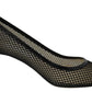 Jimmy Choo Black Mesh and Leather Amika 50 Pumps Shoes