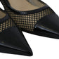 Jimmy Choo Black Mesh and Leather Amika 50 Pumps Shoes