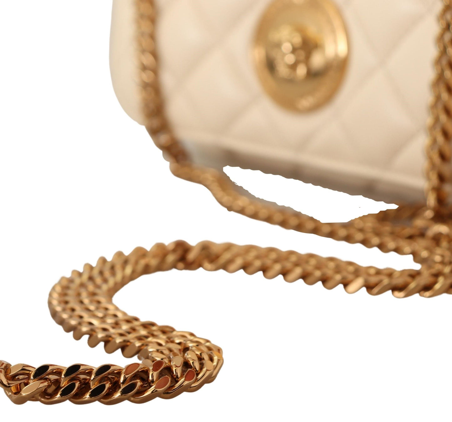 Versace White Nappa Leather Medusa Small Crossbody Bag