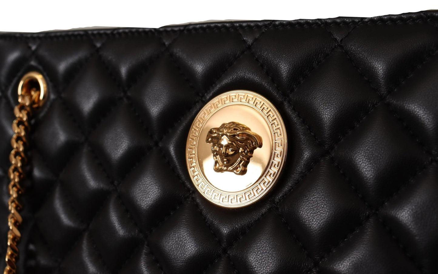 Versace Black Nappa Leather Medusa Large Tote Bag