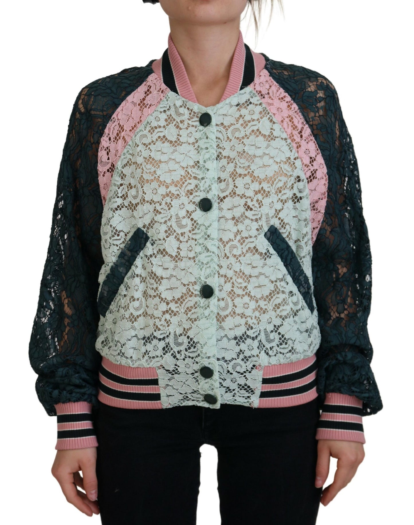 Dolce & Gabbana Elegant Floral Lace Bomber Jacket