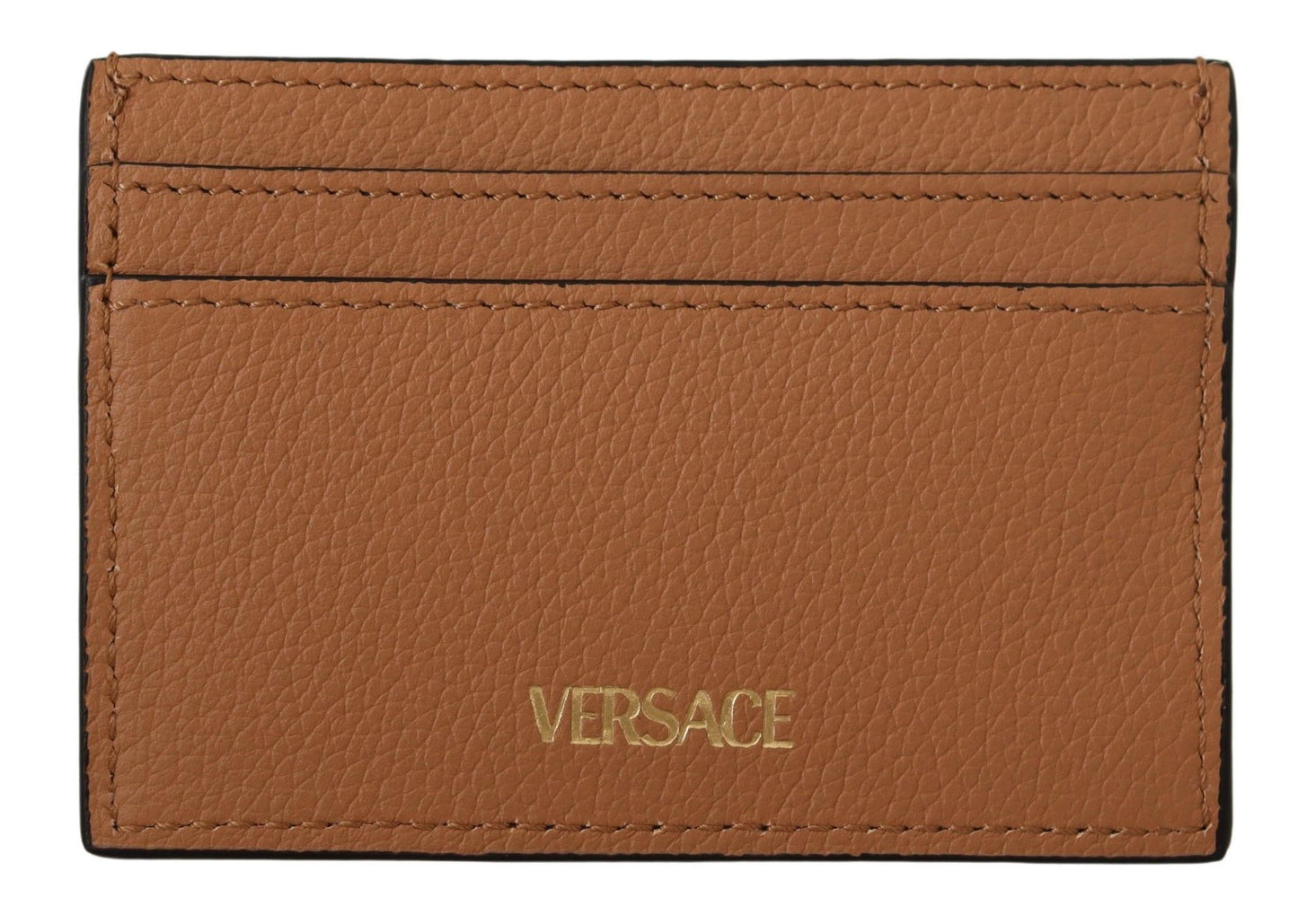 Versace Brown Calf Leather Card Holder Wallet