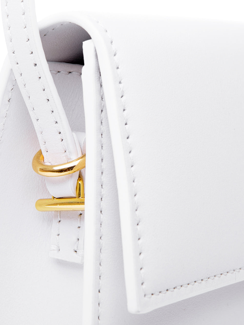 Jacquemus White Leather Le Bambino Long Shoulder Bag