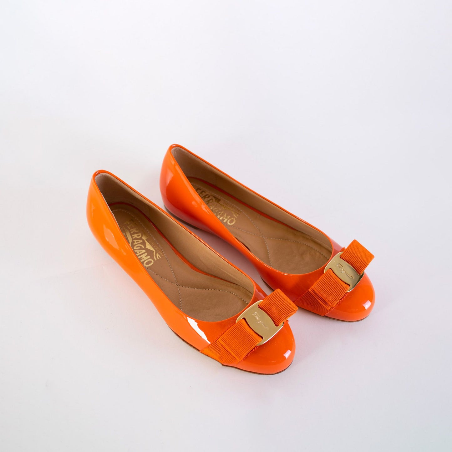 Salvatore Ferragamo Salvatore Ferragamo Varina Orange Ballerinas