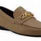 Versace Beige Calf Leather Loafers Shoes