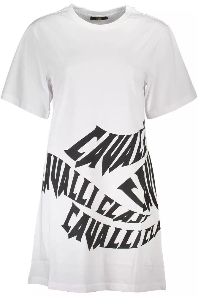 Cavalli Class White Cotton Dress