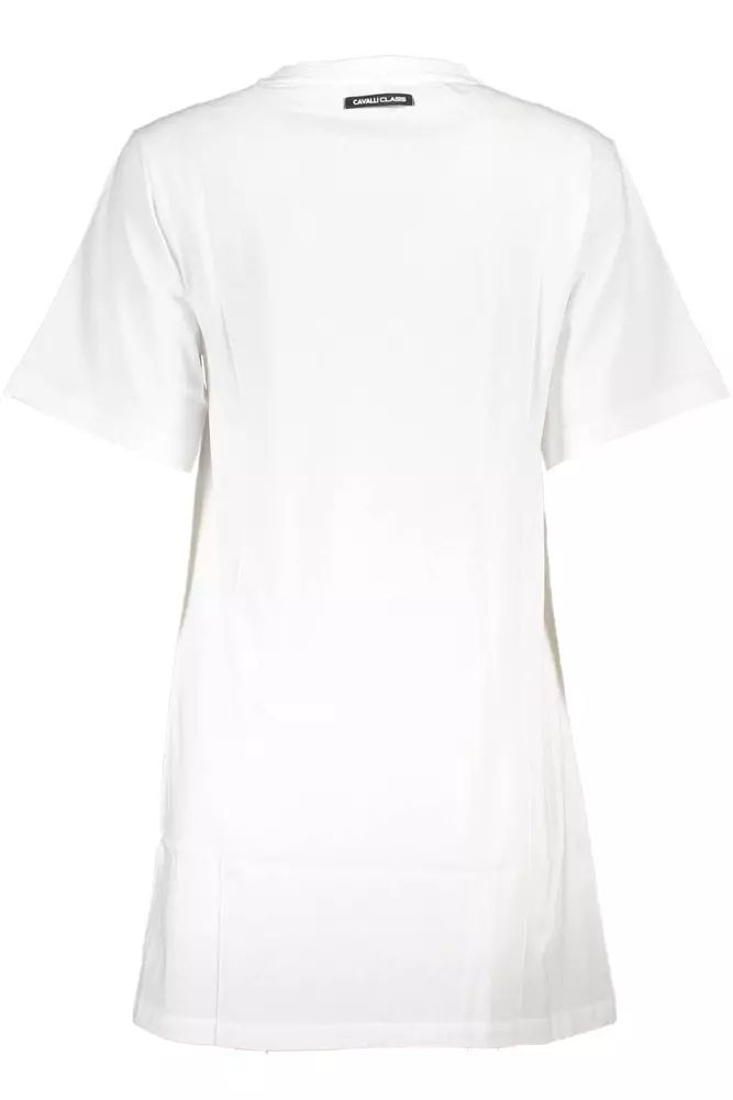 Cavalli Class White Cotton Dress