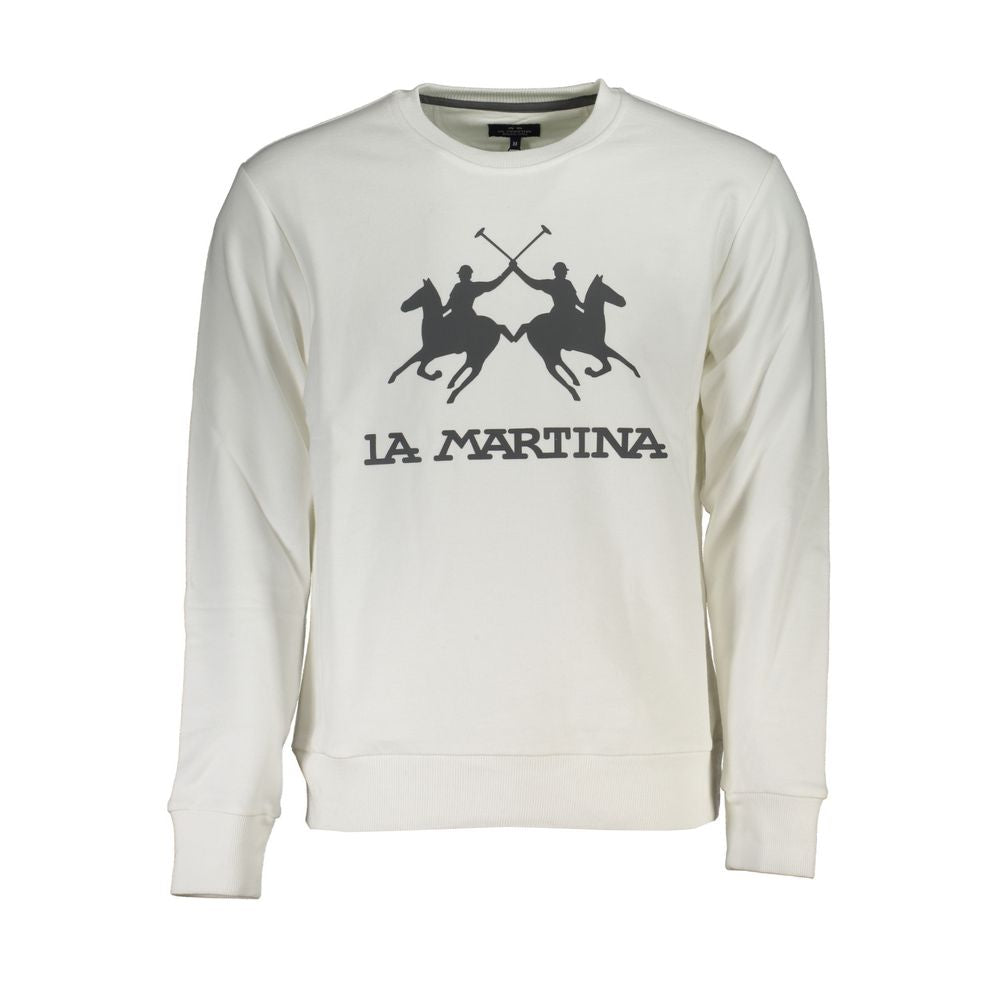 La Martina White Cotton Sweater