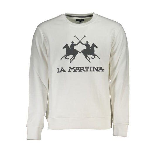 La Martina White Cotton Sweater