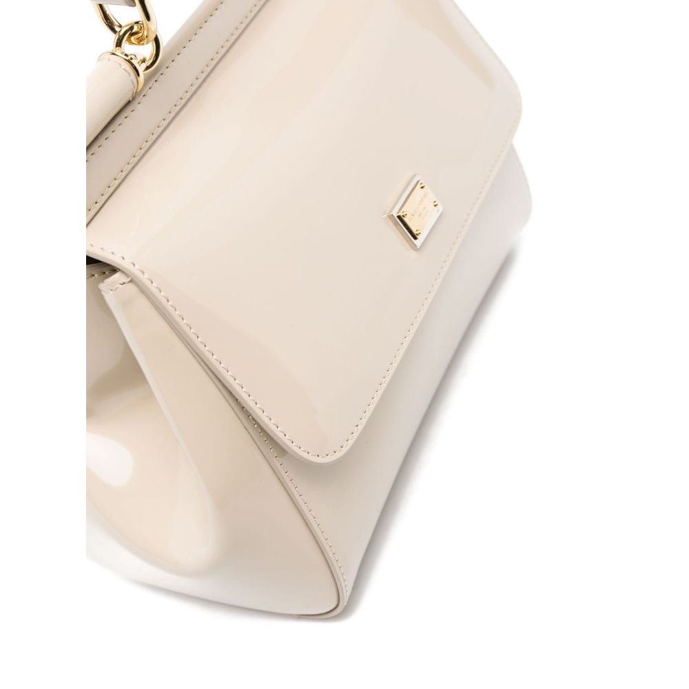 Dolce & Gabbana Chic Beige Patent Leather Sicily Bag