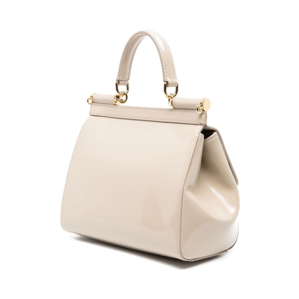 Dolce & Gabbana Chic Beige Patent Leather Sicily Bag