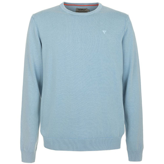 Fred Mello Chic Light Blue Cotton Crew Neck Sweater