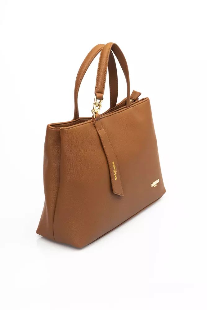 Baldinini Trend Chic Brown Shoulder Bag with Golden Accents