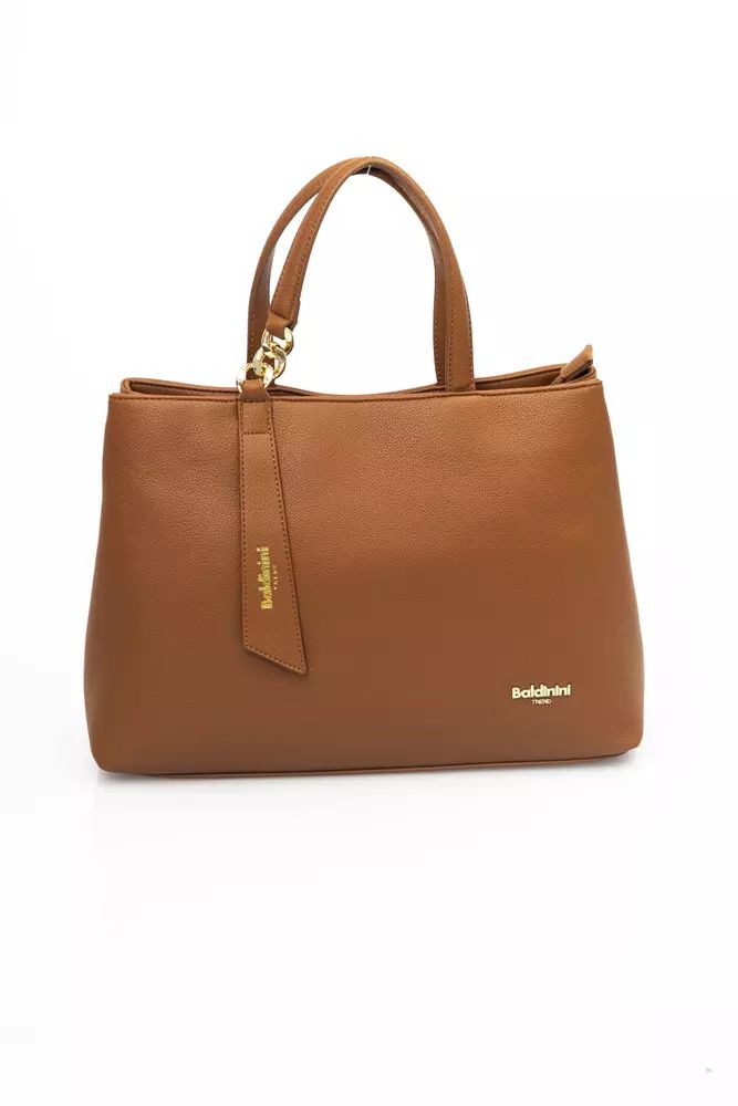 Baldinini Trend Chic Brown Shoulder Bag with Golden Accents