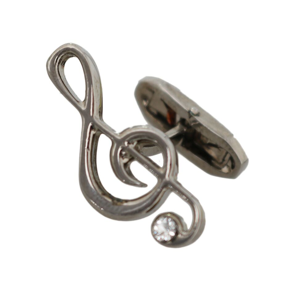 Dolce & Gabbana Silver Brass Tremble Clef Crystal Cufflinks