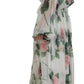 Dolce & Gabbana White Floral Roses Silk Maxi Gown Dress