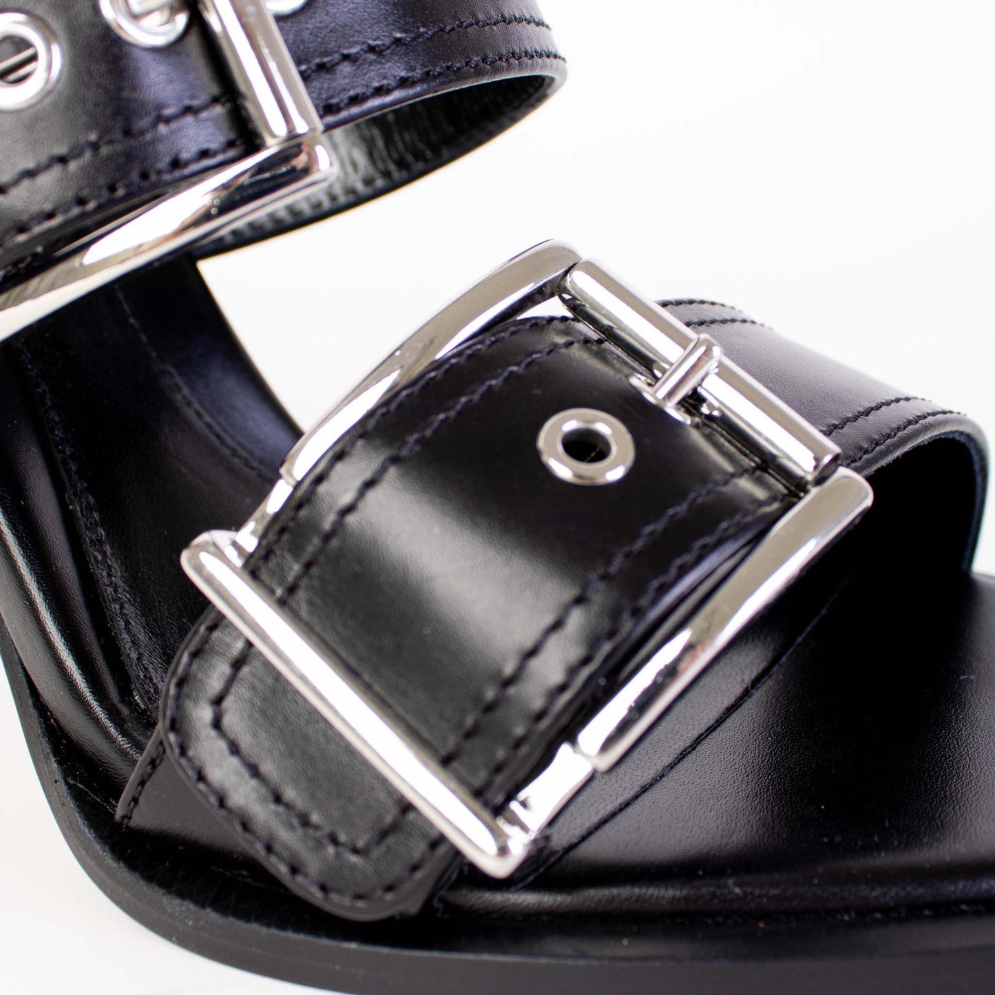 Alexander McQueen Heeled Buckle Black Sandals