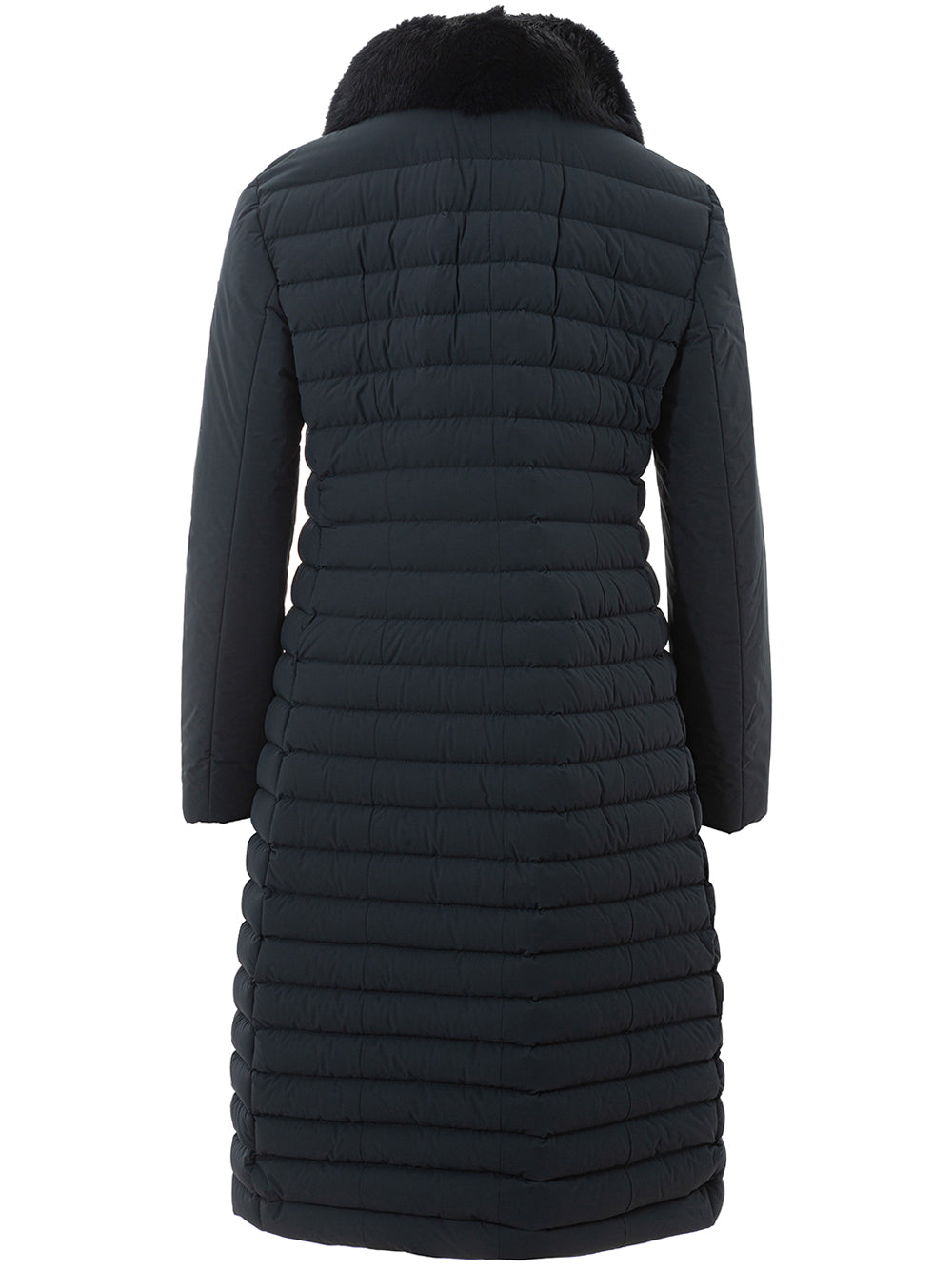 Peuterey Long Quilted Coat with Fur Detail