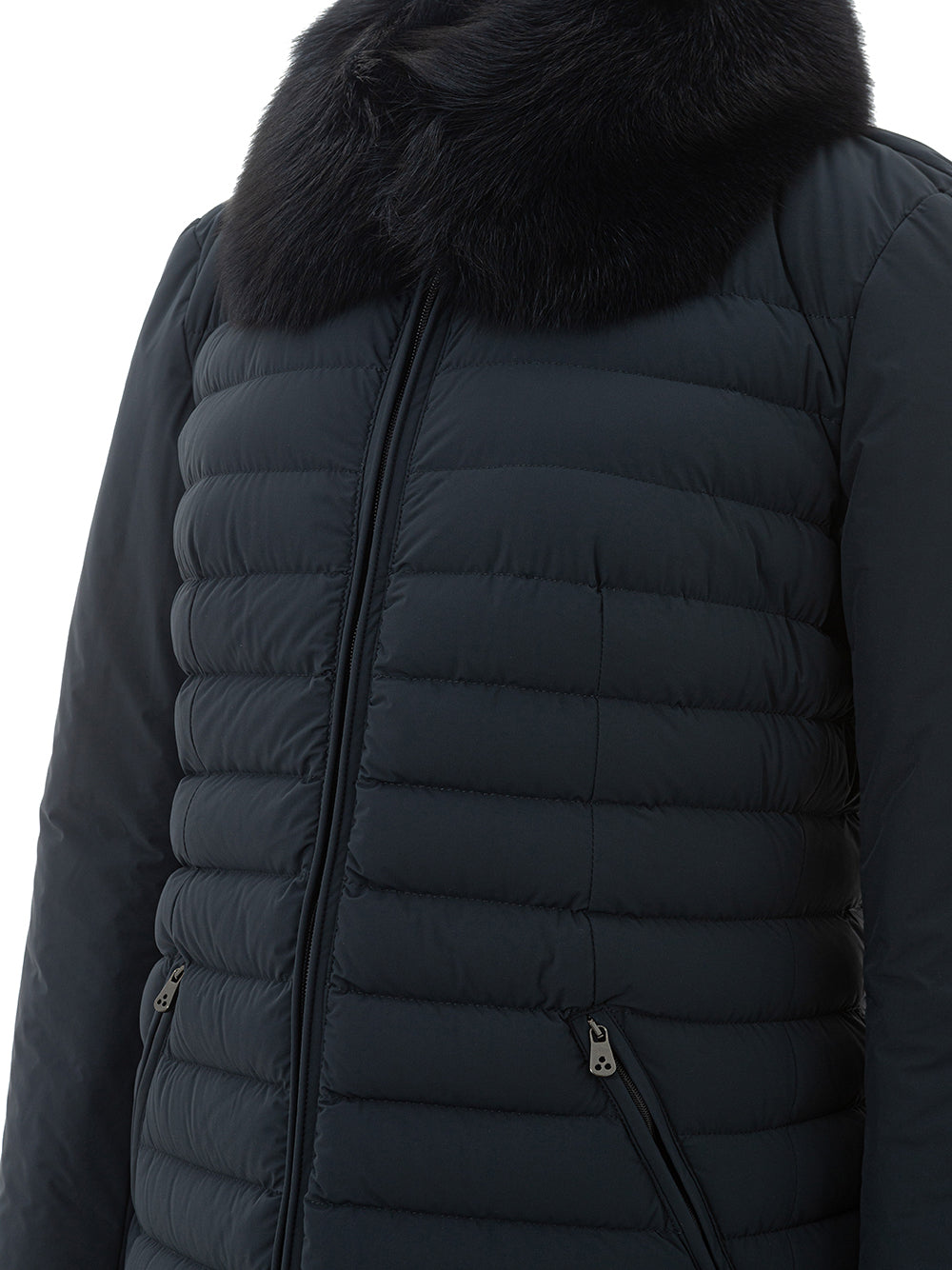 Peuterey Long Quilted Coat with Fur Detail