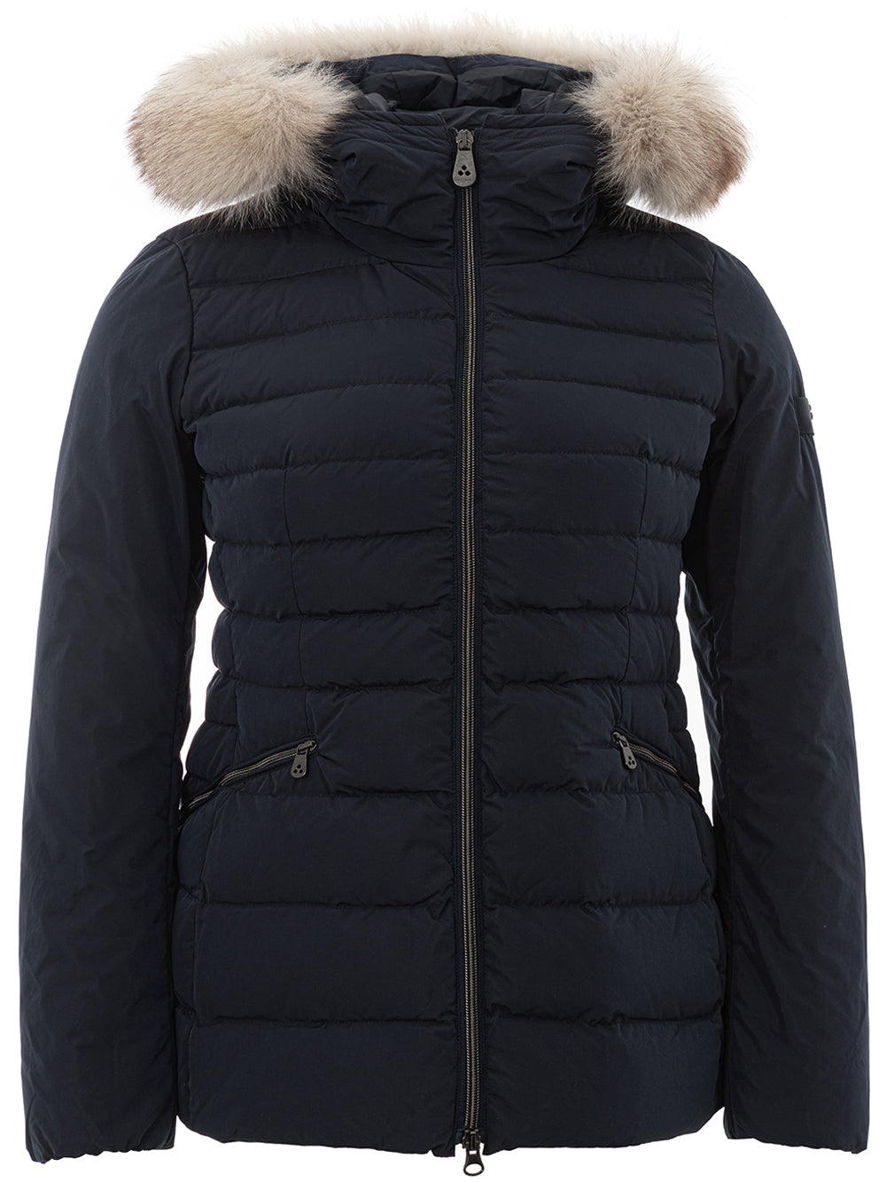 Peuterey Blue Quilted Jacket with Fur