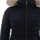 Peuterey Blue Quilted Jacket with Fur