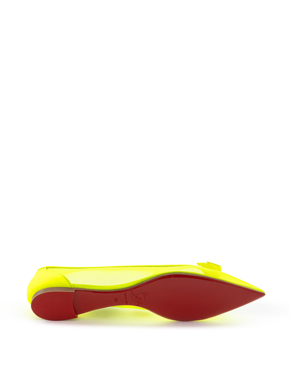 Christian Louboutin Pointed Ballerina in Fluo Yellow Mesh