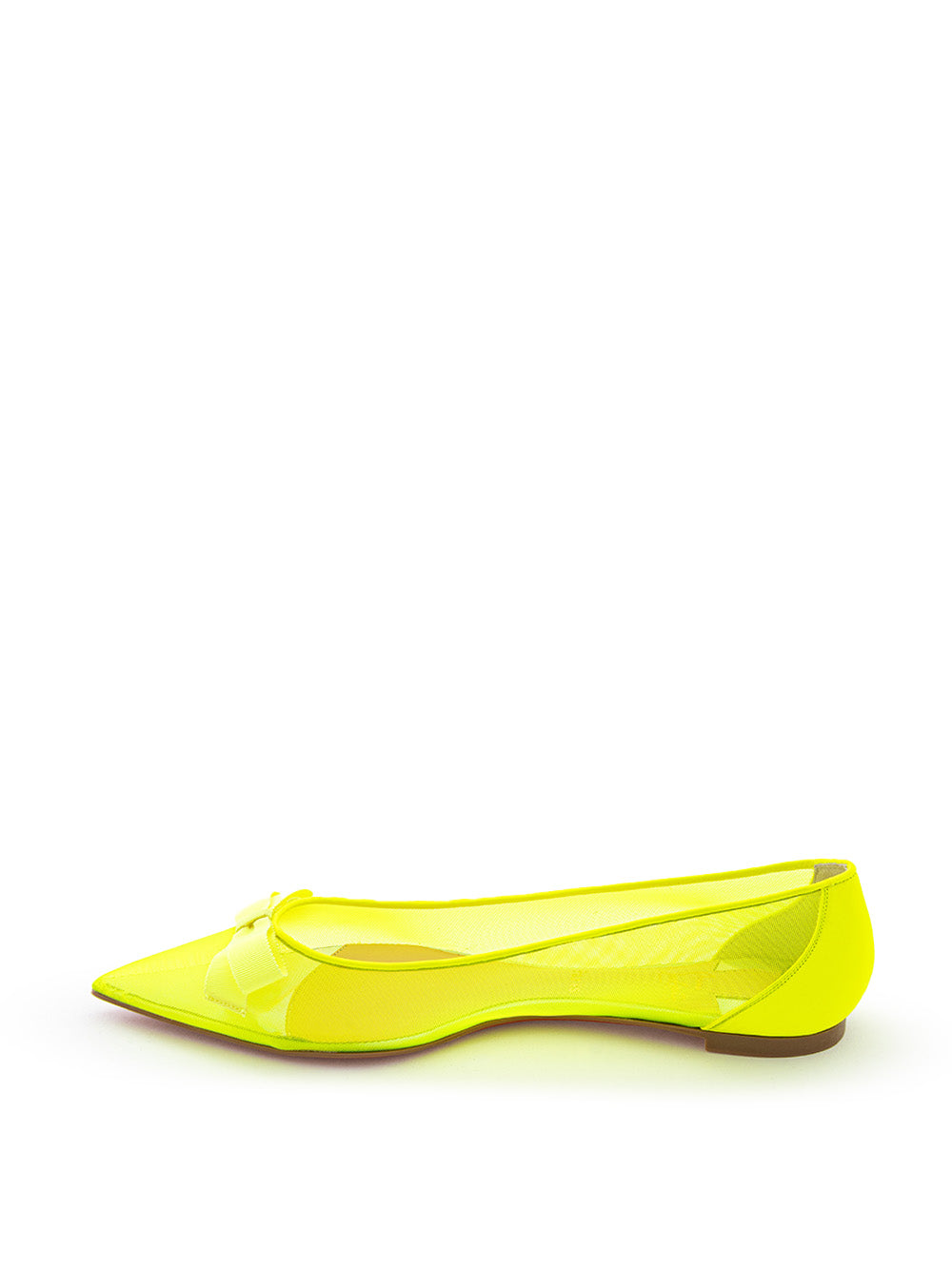 Christian Louboutin Pointed Ballerina in Fluo Yellow Mesh