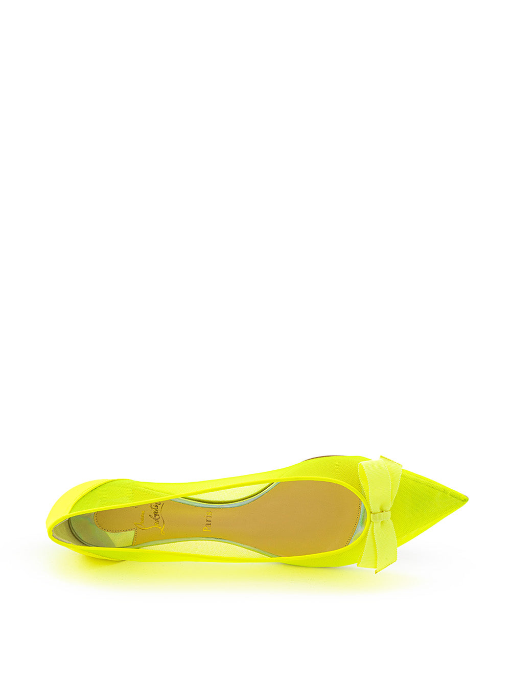 Christian Louboutin Pointed Ballerina in Fluo Yellow Mesh