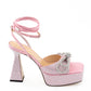 MACH & MACH Pink Double Bow PVC Platform Sandals