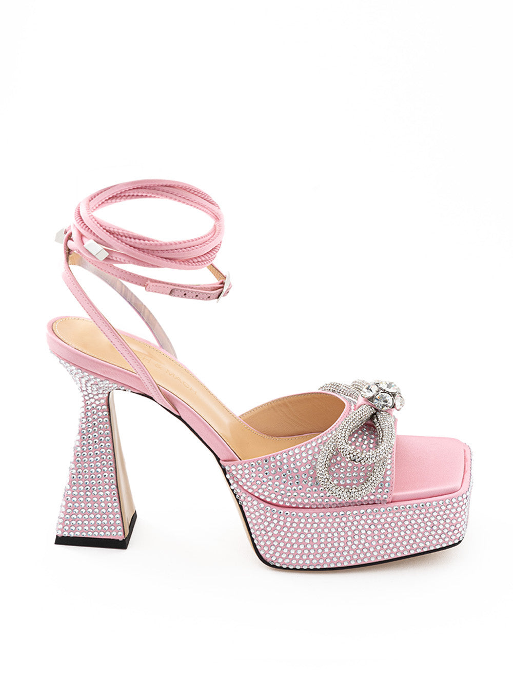 MACH & MACH Pink Double Bow PVC Platform Sandals