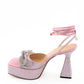 MACH & MACH Pink Double Bow PVC Platform Sandals