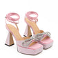 MACH & MACH Pink Double Bow PVC Platform Sandals